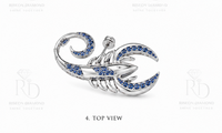 Broche de luxe en argent sterling 925 motif hippocampe et diamant, avec accent bleu roi, épingle de revers marine, bijou de mode raffiné et formel