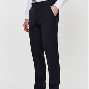 Pantalon de bureau professionnel pour homme, style formel, coupe droite, en toile respirante, taille mi-haute, poids moyen, tenue élégante - Product Image 1