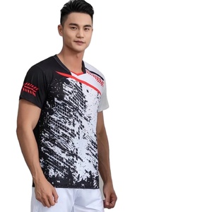 Vêtements de tennis de table à séchage rapide pour hommes femmes T-shirt de badminton à manches courtes vêtements de sport imprimés - Product Image 1