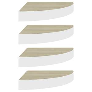 Juego de 4 Estantes de Esquina Metálicos para Exhibición en Pared, de MDF con Diseño de Panal de Abeja en Roble y Blanco - Product Image 2