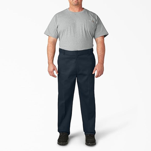Pantalones Casuales de Corte Recto para Hombre, Color Azul Marino, Poliéster de Peso Medio, Antiarrugas, Cierre de Botón, Estilo Otoñal - Product Image 4