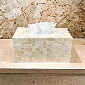 <b>Mother</b> of Pearl Tissue Box Holder for Tabletop Desk Jewelry Makeup Bathroom Living Room Decorative and Gift Use From India - Product Image 3