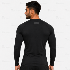 Maillots de compression à manches longues de qualité supérieure pour le cyclisme et le fitness, jersey extensible haute performance, col rond, manches longues, entraînement - Product Image 4
