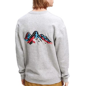 Sudadera Gris de Cuello Redondo para Hombre con Diseño Floral y Taza de Café Bordada a Mano, Estilo Casual Holgado para Otoño - Product Image 5