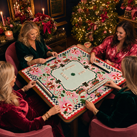 2026 NEW Nutcracker Premium 33 Inch Dekorasi Meja Mahjong untuk Malam Permainan Natal Liburan, Alas Mahjong Amerika Anti-Selip Berbahan Neoprena