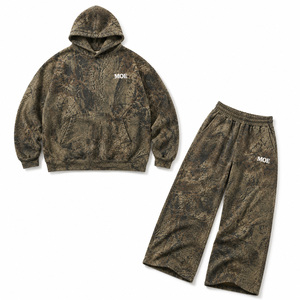 Custom Print Men's Street Style Real Tree Camo Oversized Tracksuit Set Drop Shoulder Camouflage Print Sweatshirt Heavy Fleece - Product Image 3