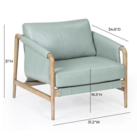 Fauteuil en cuir moderne avec pieds en bois, dossier solide, style scandinave, chaise de salon, meubles de maison