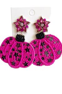 Pendiente de calabaza bordado de Halloween hecho a mano con cuentas de semillas con aspecto elegante personalizado para amantes de la moda de la India - Product Image 2