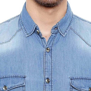 เสื้อเชิ้ตเดนิมแขนยาวสำหรับผู้ชาย ทรงลำลอง สีอ่อน ผ้าฝ้าย 100% ระบายอากาศได้ดี สไตล์คนเมือง รับผลิตตามแบบ OEM สำหรับส่งออก - Product Image 6