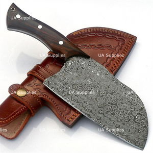 Cuchillo de carnicero de acero de Damasco forjado a mano, ambidiestro, mango de madera, hoja de 8-9.9 pulgadas, grosor de 3.5 mm, estilo moderno, no apto para lavar en lavavajillas. - Product Image 2