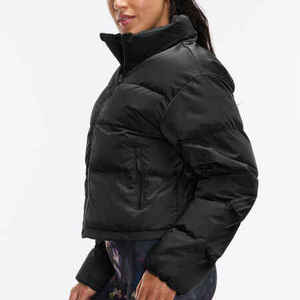 2026 Winter New Design Zipper <b>Crop</b> Top Loose Casual Solid Color Long Sleeve Padded Coats for Woman - Product Image 2