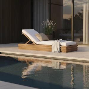 Chaise longue d'extérieur Lavina Sun en teck massif d'Indonésie pour les distributeurs internationaux, qualité export. - Product Image 1