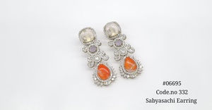 Pendientes colgantes D06695 con baño de Mehandi, circonita cúbica, latón, doble piedra, joyería llamativa para fiestas y eventos nocturnos - Product Image 2