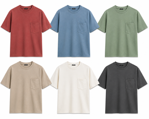 Men's O-Neck Short Sleeve Regular Fit Knitted Casual Jersey <b>T</b>-<b>Shirt</b> Solid Color <b>Pocket</b> Design Premium Quality Breathable - Product Image 6