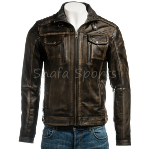 Wholesale Men Leather <b>Jacket</b> Factory Made Genuine Cowhide Custom Design <b>Biker</b> Clothing Direct From OEM Manufacturer <b>Jackets</b> - Product Image 2