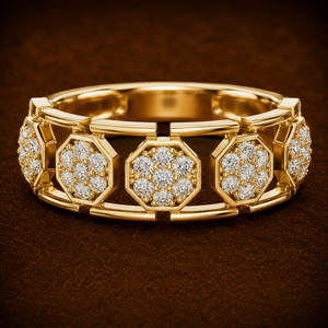 Bague de mariage de luxe pour homme en or 14 carats avec diamants de laboratoire taille ronde DEF VVS en grappe, bijoux fins de créateur, fabricant - Product Image 1