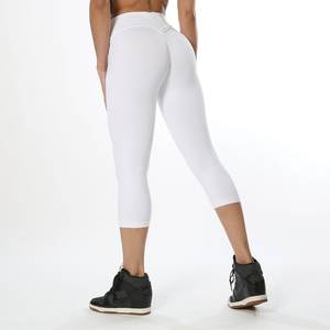 Leggings Deportivos Blancos Lisos para Mujer, Talla 3/4, Totalmente Personalizables, Venta al Por Mayor, Compra Directa de Fábrica - Product Image 1