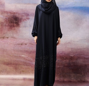 Best Selling Handmade Beaded V Neck Long Sleeve Flared Hem Abaya Modest Fashion Daily Wear Vintage Floor Length <b>Eid</b> Ramadan - Product Image 6