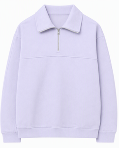 Suéter de Cuello Alto para Hombre, Color Azul Rey, Cierre de Cremallera de un Cuarto, Tejido de Felpa, Ecológico, Transpirable, Corte Regular, Color Sólido, Informal, Manga Larga - Product Image 3