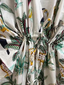 Women Cotton Floral Maxi <b>Kaftan</b> Dress Batwing Sleeves V-neck Jungle Animal <b>Beach</b> Cover up Boho Resort Wear Kimono Tunic Summer - Product Image 5