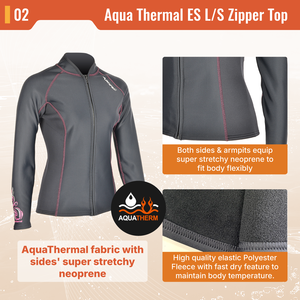 Veste thermique à manches longues Aropec pour femmes, fermeture éclair sur le devant, séchage rapide, polaire super extensible, combinaison de plongée en néoprène pour la plongée et le surf, OEM - Product Image 3