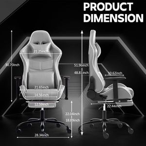 Sedia da Gaming Ergonomica per Adulti, Capacità 180 kg, Comoda Sedia da Ufficio in PU con Supporto Lombare Regolabile per Persone Robuste, Ideale per Sala Giochi - Product Image 2