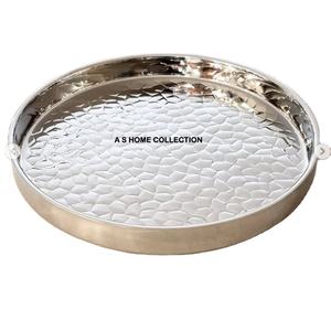 Plateau d'ustensiles de cuisine de la meilleure qualité, aspect impressionnant, rond décoratif pour dîner en acier inoxydable, plateau de service pour plats alimentaires - Product Image 1