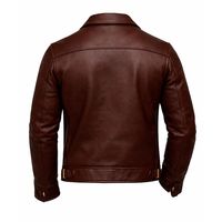 Veste de moto en cuir d'agneau marron pour homme, imperméable, col rabattu, fermeture éclair, manches régulières, vêtements d'hiver, fourrure d'agneau