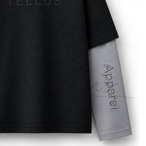 Camiseta de Manga Larga de Alta Calidad para Hombre, Algodón, Lisa, Negra, Transpirable, Cuello Redondo - Product Image 3