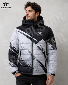 Men’s Winter Puffer Jacket Custom Printed Hooded Quilted Down Jacket <b>Waterproof</b> Outdoor Warm Fashion Casual <b>Coat</b> - Product Image 3