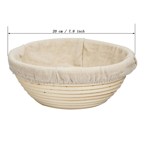 Round Banneton Proofing <b>Basket</b>, Natural Rattan <b>Bread</b> Proofing <b>Basket</b> With Cloth Liner Wholesale For Professional & Home Bakers - Product Image 2