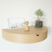 Table de chevet en bois massif, forme semi-circulaire, design élégant et courbé, 1 tiroir, rangement écologique, style moderne pour hôtel