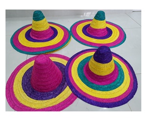 หมวกฟางเม็กซิกันหมวกฟางถักมือสไตล์คาวบอย Fedora พิมพ์ลายใบออกแบบวันหยุดทัวร์ทุกวัน - Product Image 2