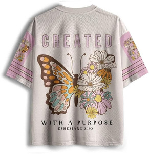 Camiseta deportiva oversize con estampado floral para mujer, cuello en V, malla, estilo casual urbano, con número gráfico, top de moda de verano - Product Image 2