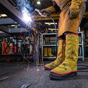 Chaussures de sécurité en cuir de vachette résistant aux hautes températures, qualité supérieure, pour soudure industrielle, imperméables et ignifuges - Product Image 5