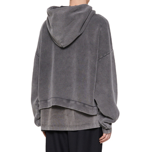 Sweat à capuche en molleton 100 % coton épais de haute qualité pour homme, coupe oversize, délavé à l'acide, avec logo personnalisé, impression sérigraphique haute vitesse, hiver - Product Image 2