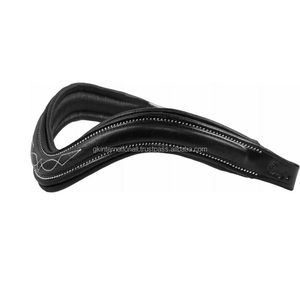 Frontalier de cheval en cuir véritable noir anglais, confortable, rembourré, avec surpiqûres décoratives, sur mesure, toutes formes, pour bride. - Product Image 6