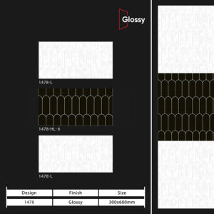 Carreaux muraux en céramique brillants effet haute brillance 30x60 cm, design élégant pour la décoration murale intérieure dans les zones de cuisine et de salle de bain - Product Image 1
