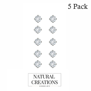 Best 925 Sterling <b>Silver</b> Fine Jewelry Stone White Topaz Cut Butterfly Lock <b>Stud</b> <b>Earring</b> Prong Setting Pack 5 Wedding Engagement - Product Image 1