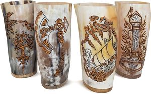 Tasse à boire artisanale en corne de buffle, style viking, verre à vin gravé, mug à bière pour fête, cadeau - Product Image 2