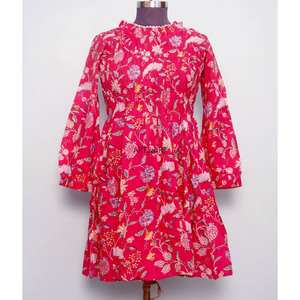 Blusa de Algodón 100% con Estampado Floral Vintage, Cuello Mandarín, Mangas Cortas Abullonadas, Lavable, de Secado Rápido, Estilo Casual y Femenino - Product Image 1