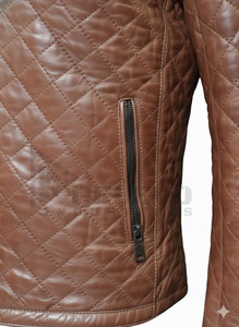 Chaqueta de Invierno de Cuero Marrón para Hombre, Acabado Desgastado, Estilo Urbano, Cuello Alto, Resistente al Viento, Prenda Exterior Informal - Product Image 3