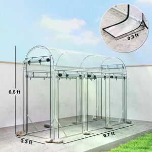 Piccola serra da interno, tipo walk-in, con telaio in acciaio/plastica/legno e vetro temperato per la crescita delle piante da interno e da giardino. - Product Image 4