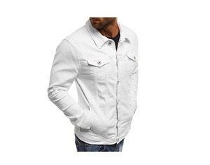 เสื้อแจ็คเก็ตเดนิมทรงสลิมฟิตคุณภาพสูงสำหรับผู้ชาย พร้อมปกตั้งและลายตัวอักษร บริการ OEM ผ้าไม่ถักทอ - Product Image 2