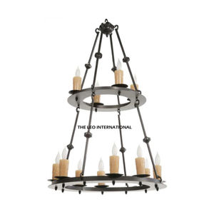 Lustre vintage, décoration champêtre française, structure en métal, abat-jour en tissu avec perles de cristal, LED, lumières rustiques pour mariage, lustre - Product Image 6