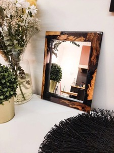 Golden Line Resin Inlay Wood Wall Mirror Luxury Designer Frame for Stylish Home and Hotel Interiors - Product Image 4