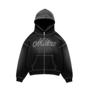 Sudadera con Capucha Vintage Lavada con Efecto Desgastado por el Sol, 100% Algodón, Felpa Francesa, Sudadera Gruesa sin Estampado, Sudadera de Alta Calidad, Fabricante OEM y ODM - Product Image 1