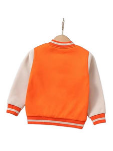 เสื้อแจ็คเก็ตวาร์ซิตี้สีส้ม ยูนิเซ็กส์ โพลีเอสเตอร์ สไตล์พรีปปี้ สำหรับฤดูใบไม้ร่วง ติดกระดุมด้านหน้า ปักตัวอักษร A ปกคอเสื้อพับได้ - Product Image 2