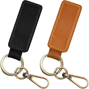 Leather Key Chain Custom Promotional Gift Personalized Keychain Leather Keychain Rectangular Black Durable Metal <b>Carabiner</b> Hook - Product Image 3