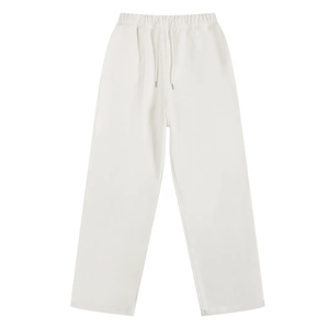 Pantalon décontracté athlétique pour homme JOXAI SPORTSWEAR, coupe large, taille élastique, devant plat, blanc uni, 100% coton, fermeture à cordon - Product Image 4